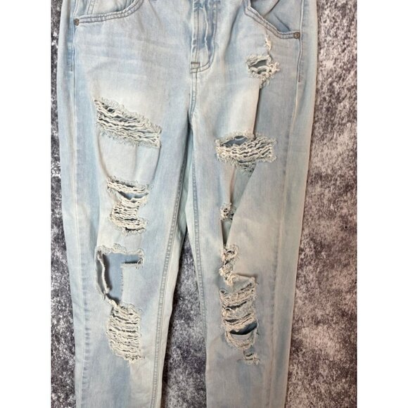 Sincerely Jules Jeans womens 1 / 25 Blue Deconstructed Straight High Rise Retro - Picture 3 of 11